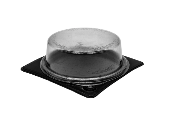 (3206)barquette ravier pet noir dim. 120:120:9mm avec couvercle transparent ( 720pces par carton) 3