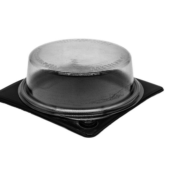 (3206)Barquette Ravier PET noir dim. 120:120:9mm avec couvercle transparent ( 720pces par carton) 3