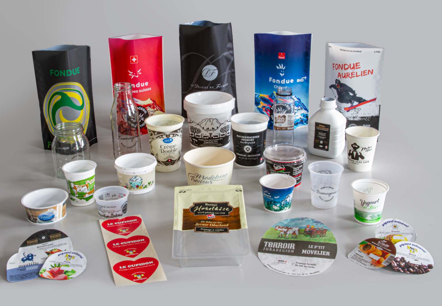 Nos gammes de produits d'emballages personnalisés - Kämpf Fournitures Laitières Sàrl