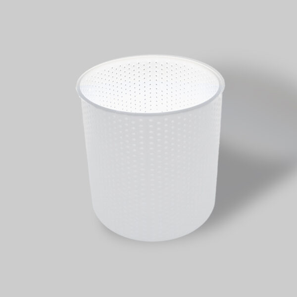 (3561)moule à fromage pour pâte molle, rond, perforé fin 1,5mm, avec fond, dia.180mm, hauteur 155mm copie.01