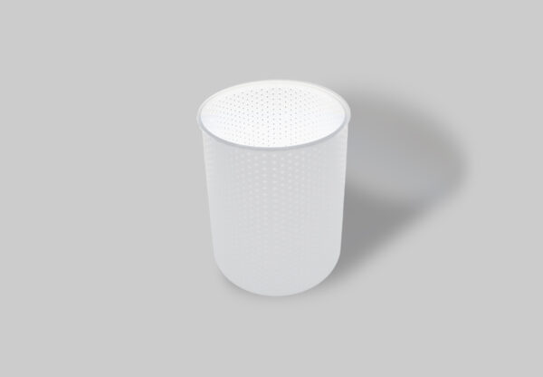 (3562)moule à fromage pour pâte molle, rond, perforé fin 1,5mm, avec fond, dia.145mm, hauteur 140mm.02