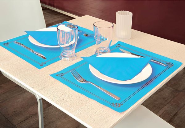 (3221)set de table bleu turquois.3