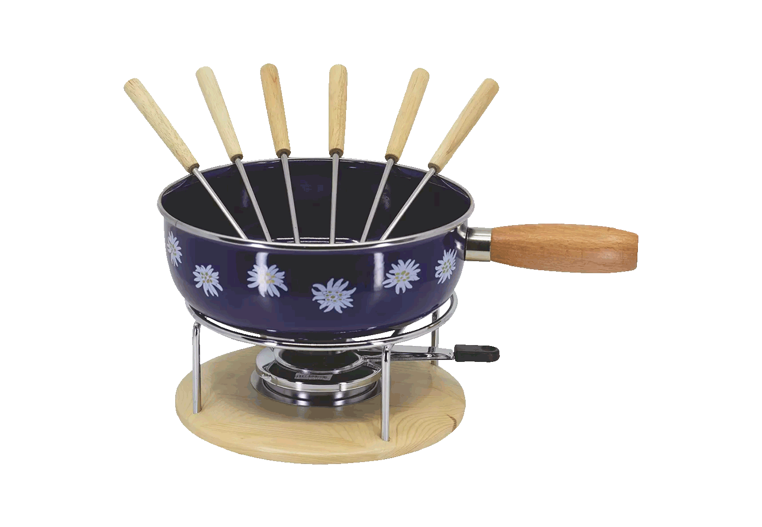 (3433)set à fondue (aquelon emaille edelweiss gold.1