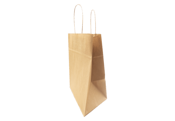 (3311)sac à emporter , avec anse torsadée, dim. 26+14x32 cm, kraft naturel brun.3