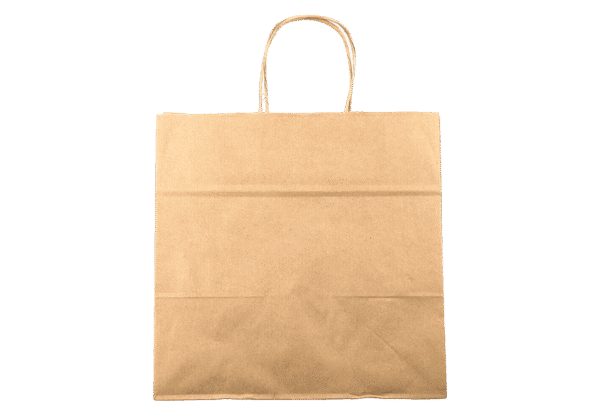(3311)sac à emporter , avec anse torsadée, dim. 26+14x32 cm, kraft naturel brun.4
