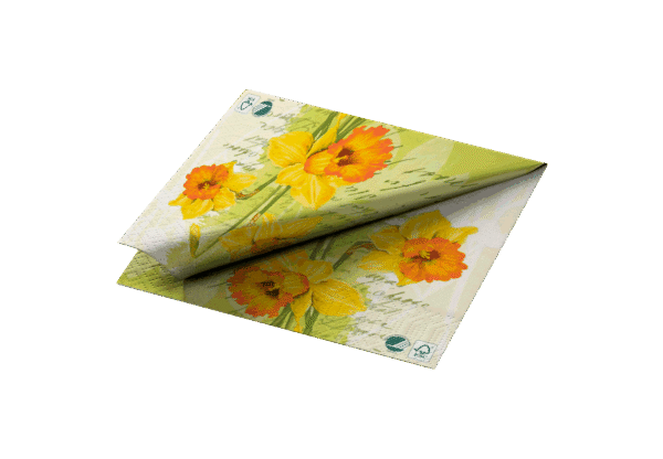 (3331)serviette duni ouate, 33x33cm, spring flower.2