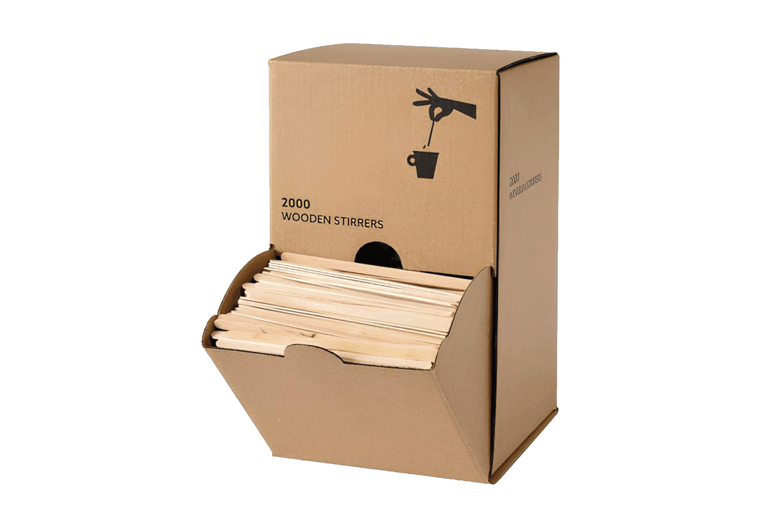 (2191) agitateurs, bois, 110 mm, boîte distributrice (12000 pces carton) (6 x 2000).2