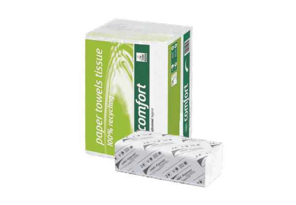 (2984)papier essuie mains satino comfort, 20.6 x 24 cm, 2 couches, 100% recyclé, pliage z,.1