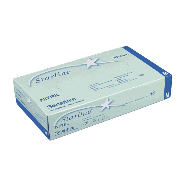 (2865)Gants Starline Sensitive M, nitril, non poudré, non stérile, bleu (100 pcs)2