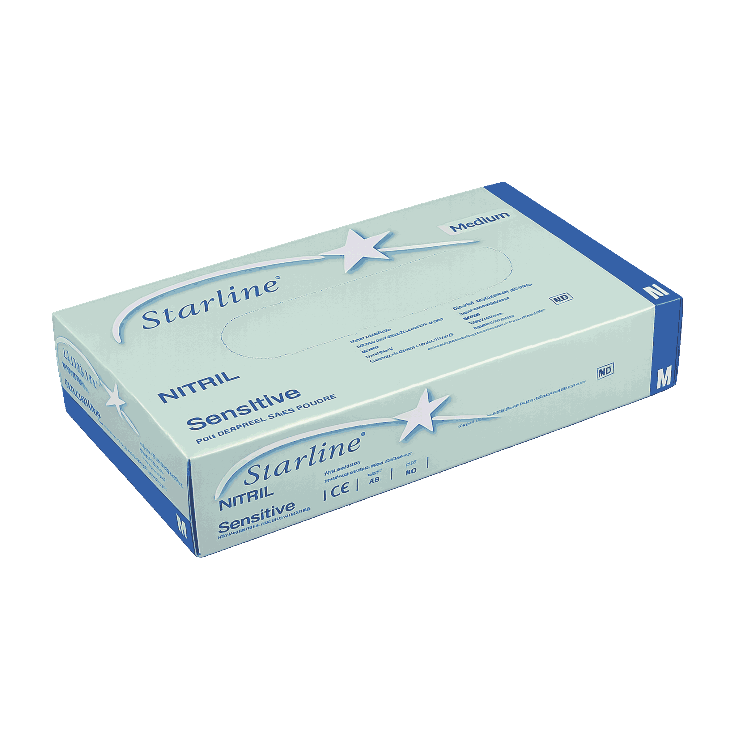 (2865)Gants Starline Sensitive M, nitril, non poudré, non stérile, bleu (100 pcs)2