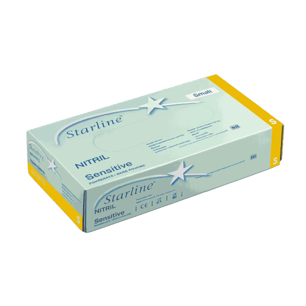 (2866)Gants en nitril Starline Sensitive S, non poudré, non stérile, bleu (100 pcs)2
